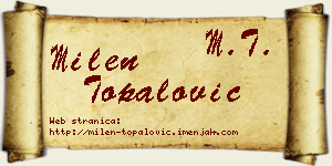 Milen Topalović vizit kartica